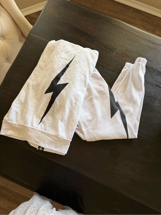 Aviator Nation Tops - Aviator Nation White Sweatoutfit with Black Lightning Bolt